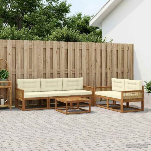 Комплект дивани за открито 6 pcs Натурален и Крема