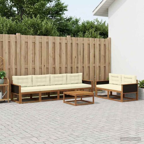 Комплект дивани за открито 7 pcs Натурален и Крема
