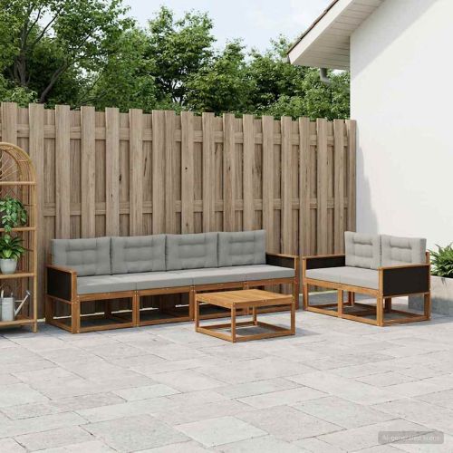 Комплект дивани за открито 7 pcs Естествено и светлосиво