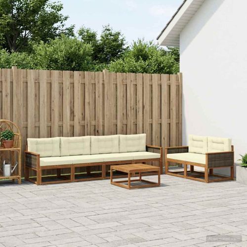 Комплект дивани за открито 7 pcs Натурален и Крема