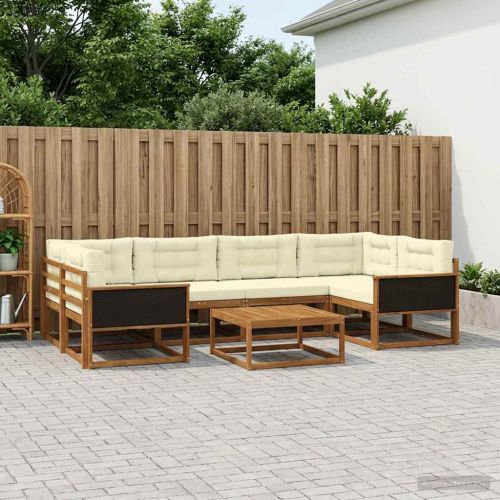 Комплект дивани за открито 7 pcs Натурален и Крема