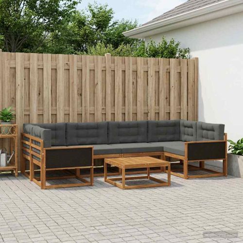Комплект дивани за открито 7 pcs Натурален и Антрацит