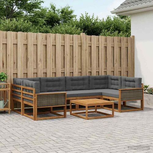 Комплект дивани за открито 7 pcs Натурален и Антрацит