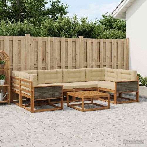 Комплект дивани за открито 7 pcs Натурален и Бежов