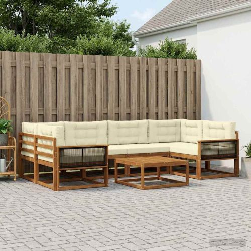 Комплект дивани за открито 7 pcs Натурален и Крема