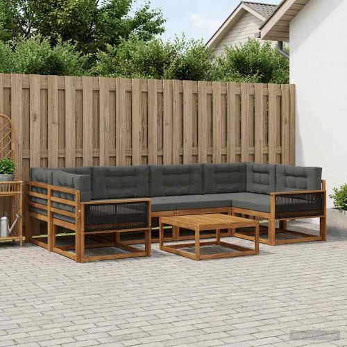 Комплект дивани за открито 7 pcs Натурален и Антрацит
