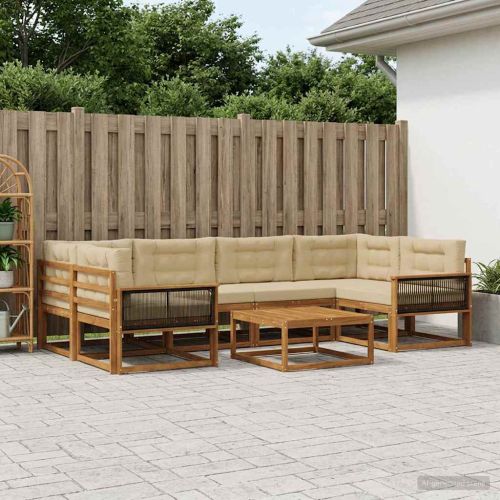 Комплект дивани за открито 7 pcs Натурален и Бежов
