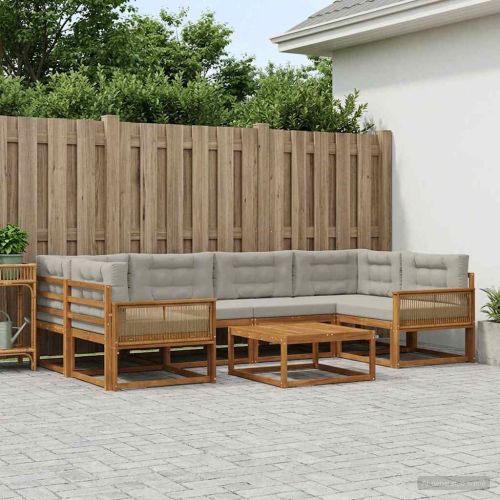 Комплект дивани за открито 7 pcs Естествено и светлосиво