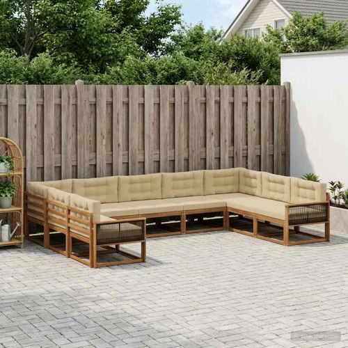 Комплект дивани за открито 9 pcs Натурален и Бежов