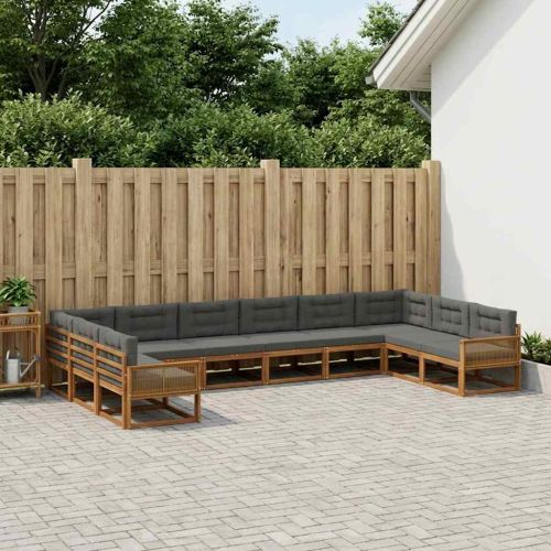 Комплект дивани за открито 10 pcs Натурален и Антрацит