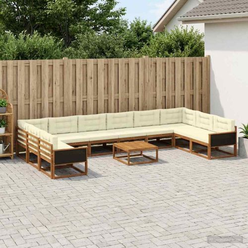 Комплект дивани за открито 11 pcs Натурален и Крема