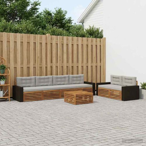 Комплект дивани за открито 7 pcs Натурално и светлосиво