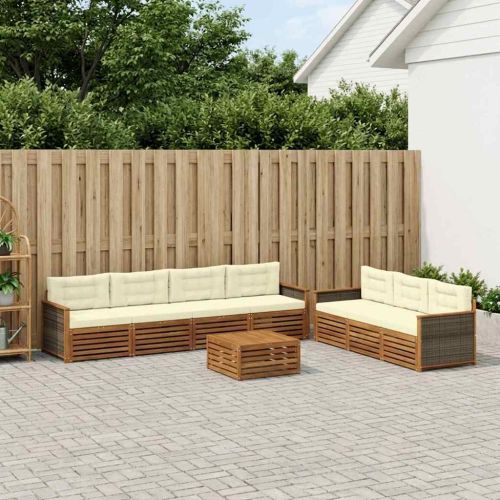 Комплект дивани за открито 8 pcs Натурален и Крема