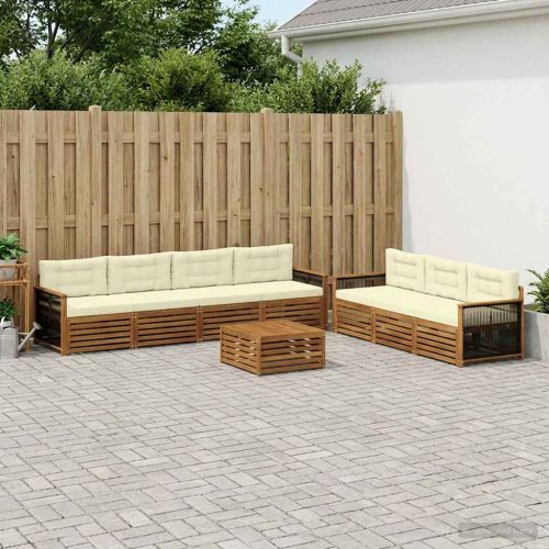Комплект дивани за открито 8 pcs Натурален и Крема