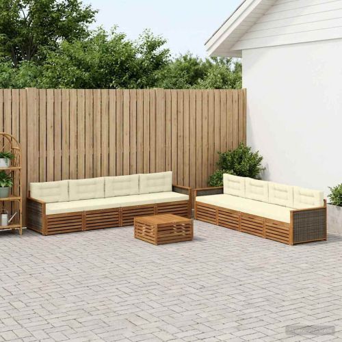 Комплект дивани за открито 9 pcs Натурален и Крема