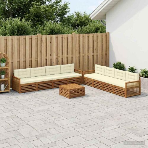 Комплект дивани за открито 9 pcs Натурален и Крема
