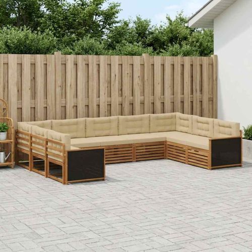 Комплект дивани за открито 9 pcs Натурален и Бежов