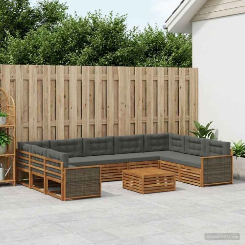 Комплект дивани за открито 10 pcs Натурален и Антрацит