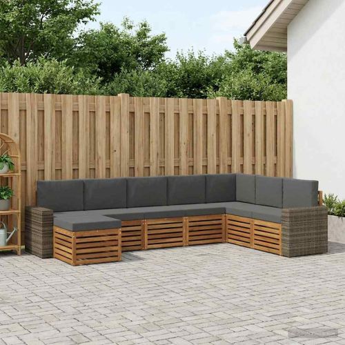 Комплект дивани за открито 8 pcs Натурален и Антрацит