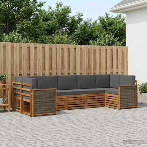 Комплект секционен диван 6 pcs Натурален и Антрацит