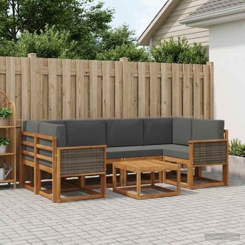 Комплект дивани за открито 5 pcs Натурален и Антрацит