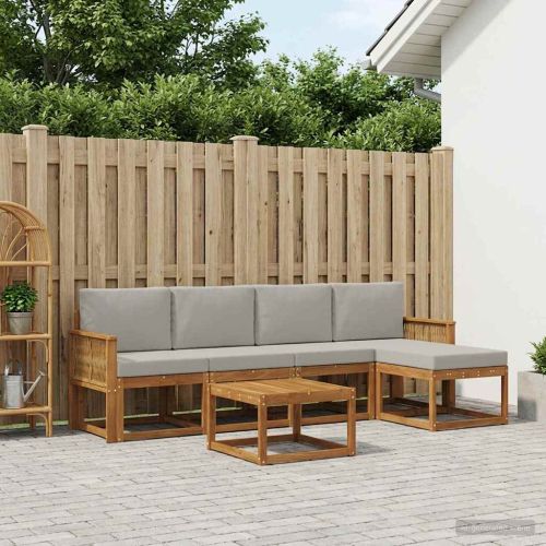 Комплект дивани за открито 6 pcs Натурално и светлосиво