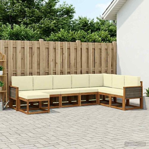 Комплект дивани за открито 8 pcs Натурален и Крема