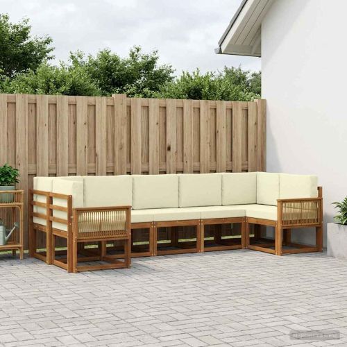 Комплект дивани за открито 7 pcs Натурален и Крема