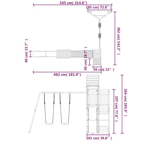 Комбинирано детско съоръжение за игра на открито, бор масив