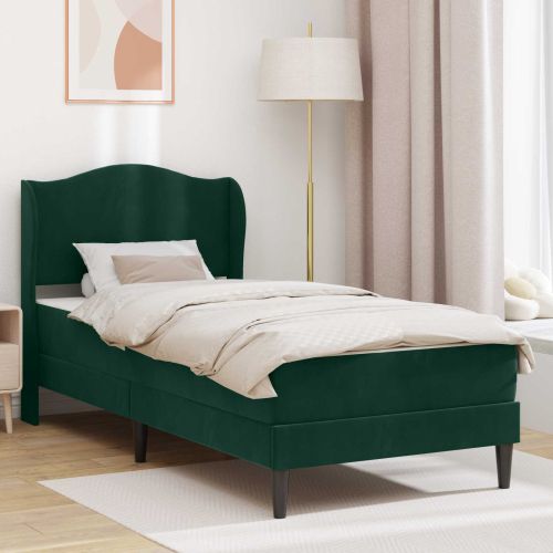 Рамка за легло с таблото 2 pcs Тъмнозелено 90 x 190 cm Кадифе