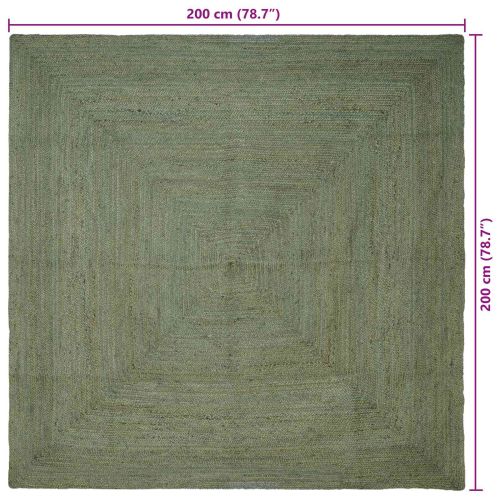 Килими за помещение Квадратна Маслиненозелено 200 x 200 cm юта