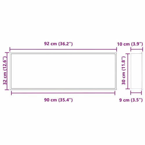Нишата за душ Бяло 90 x 30 x 9,5 см Неръждаема стомана