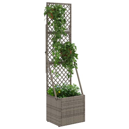 Градинска саксия с решетка Сиво 35 x 30 x 135 см полиратан