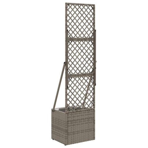 Градинска саксия с решетка Сиво 35 x 30 x 135 см полиратан