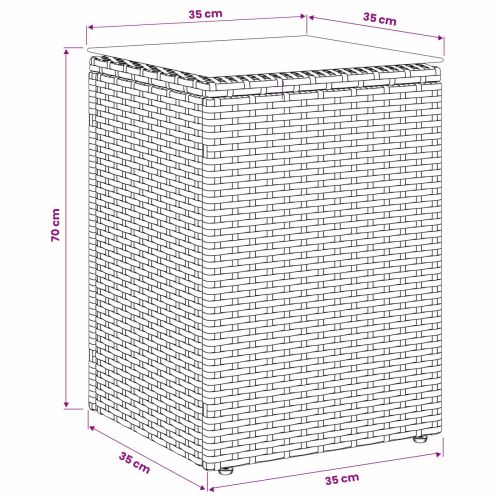 Странична маса Черно 35 x 35 x 70 см полиратан