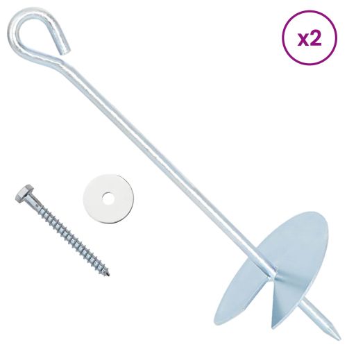 Земно анкер 2 pcs Сребристо Ø10 x 30 см Галванизиран метал