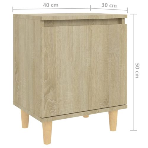 Нощни шкафчета с крака дървен масив 2 бр дъб сонома 40x30x50 см
