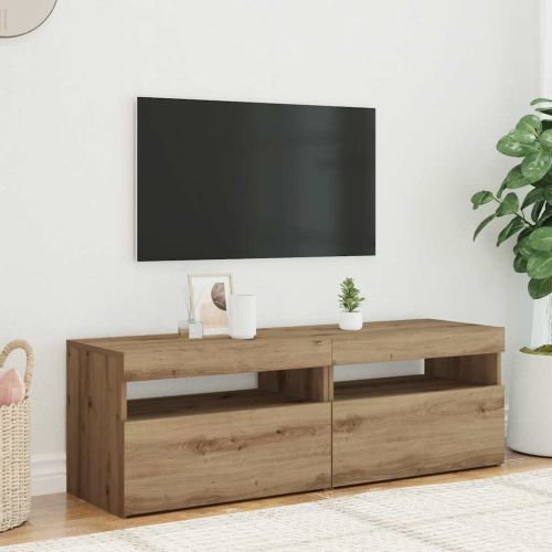 Комплект от 2 части за телевизора с LED осветление Дъб Artisan