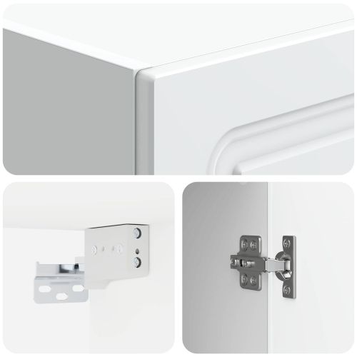 Стенно шкафче Бял гланц 33 x 34,5 x 90 см Инженерна дървесина
