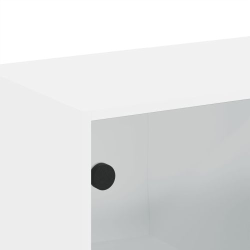 Стенни шкафове със стъклени врати 2 бр бяло 68,5x37x35 см