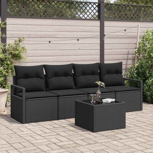 Комплект дивани 5 pcs Черно полиратан