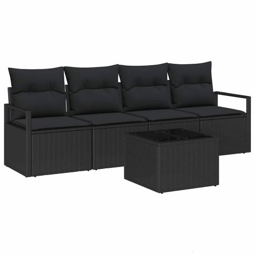 Комплект дивани 5 pcs Черно полиратан