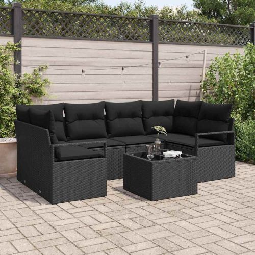 Комплект дивани 7 pcs Черно полиратан