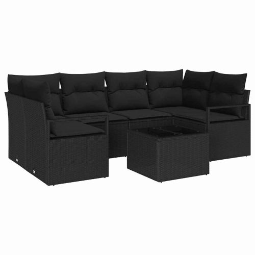 Комплект дивани 7 pcs Черно полиратан