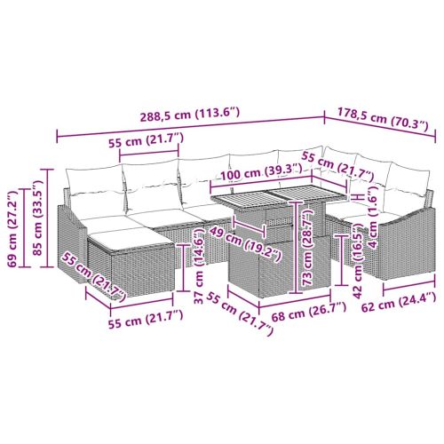 Комплект за хранене в градината 9 pcs Черен и кафяв