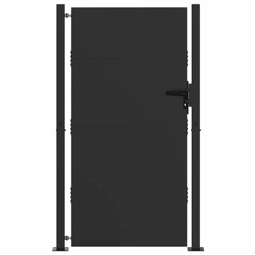 Градинска врата Черно 105 x 205 cm Прахово боядисана стомана