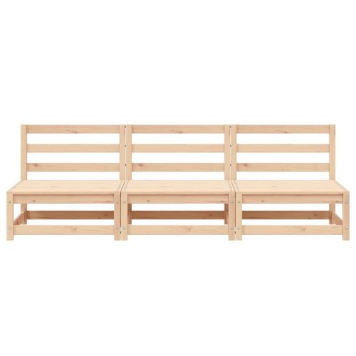 Градински кресла без подлакътници, 3 бр, 70x70x67 см, бор масив