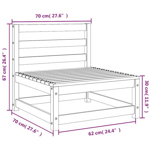 Градински кресла без подлакътници, 3 бр, 70x70x67 см, бор масив
