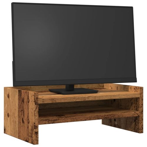 Поставка за монитор, старо дърво, 42x24x16 см, инженерно дърво