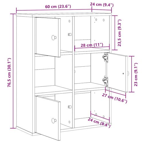 Библиотека, сонома дъб, 60x24x76,5 см, инженерно дърво
